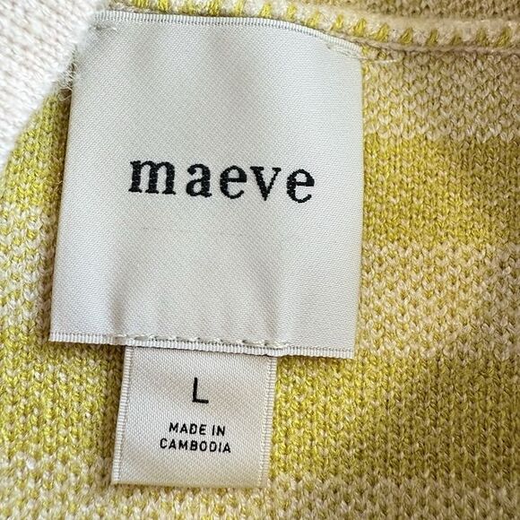 Anthropologie Maeve CARYS Mock Neck Sweater Womens Large Gold Striped Oversized - Picture 6 of 9